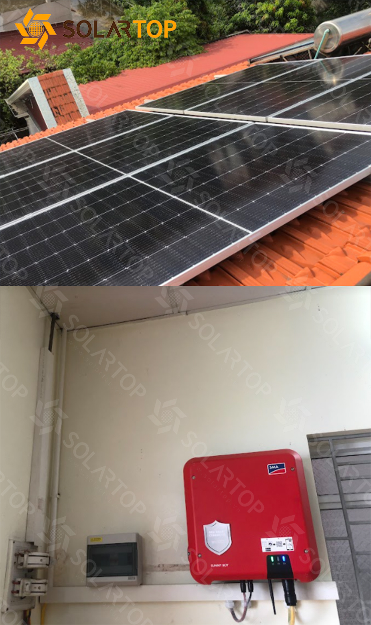 Hệ thống điện mặt trời áp mái nhà dân Hải Phòng do Solar Top thực hiện 